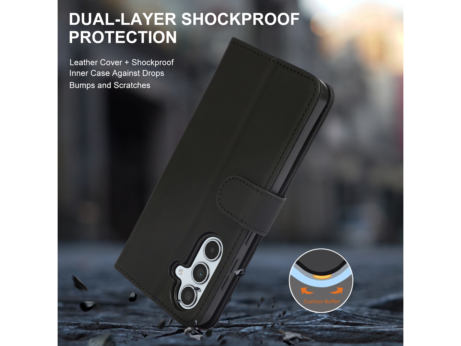 iiglo Galaxy A36 Plånboksfodral (svart) Mobilskal