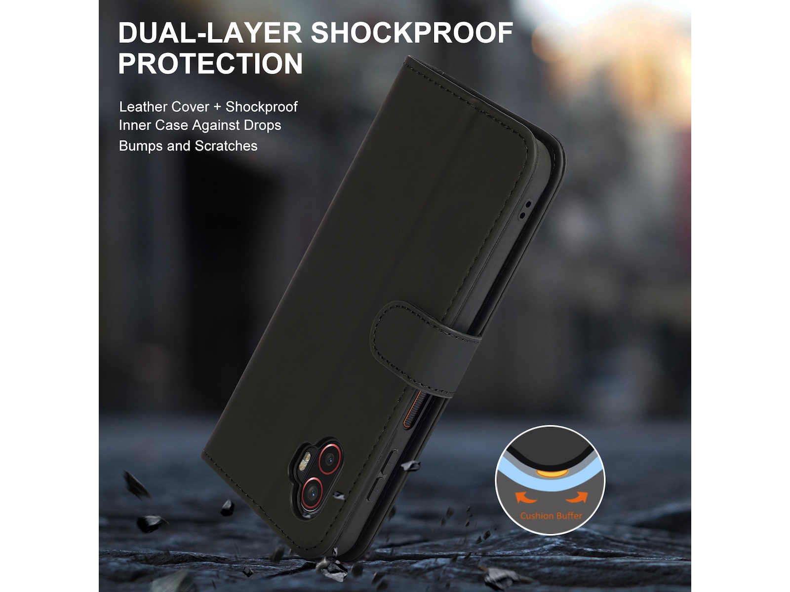 iiglo Galaxy Xcover 7 Pro Plånboksfodral (svart) Mobilskal