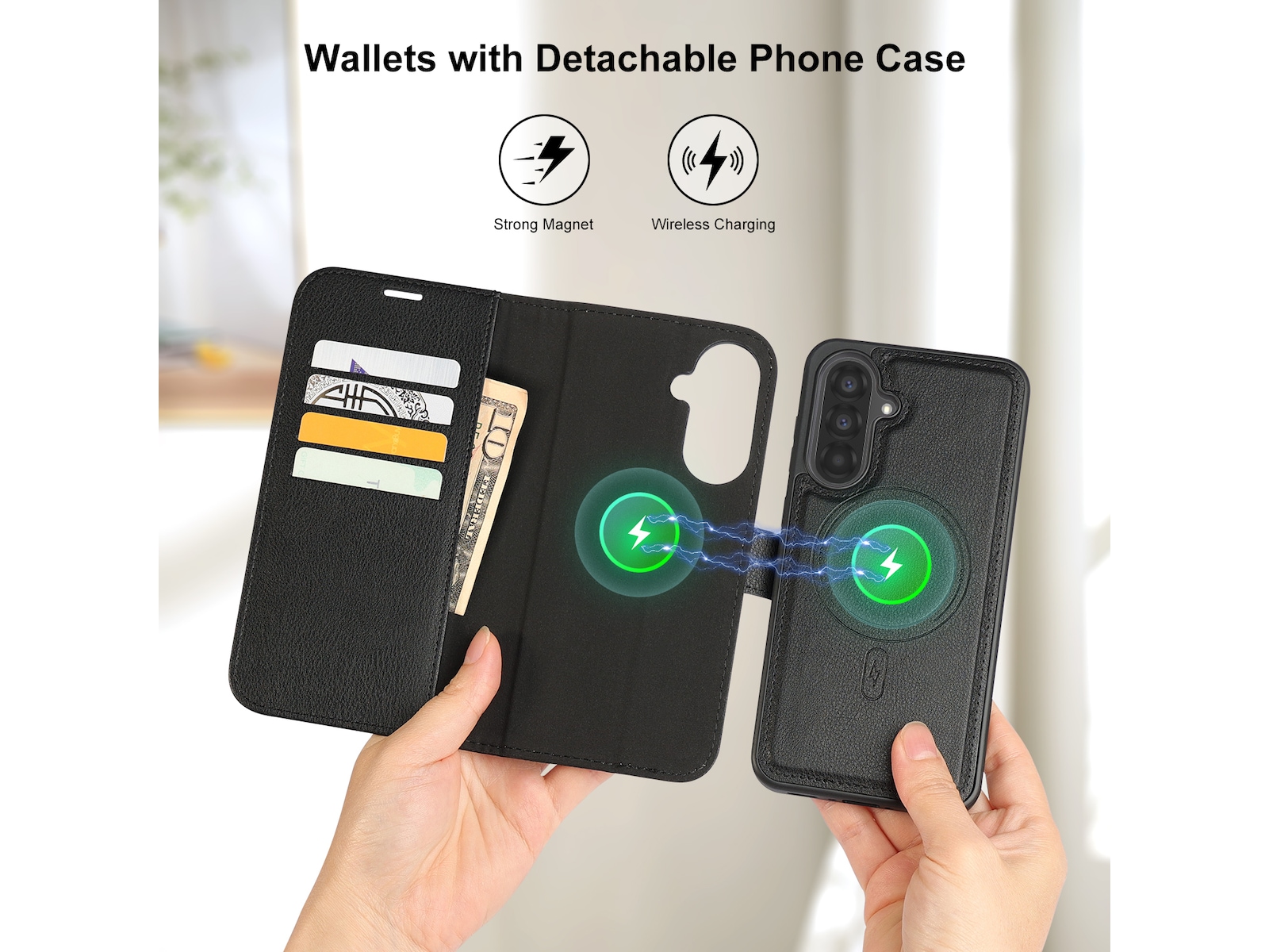 iiglo Galaxy A56 2-i-1 Plånboksfodral (svart) Mobilskal