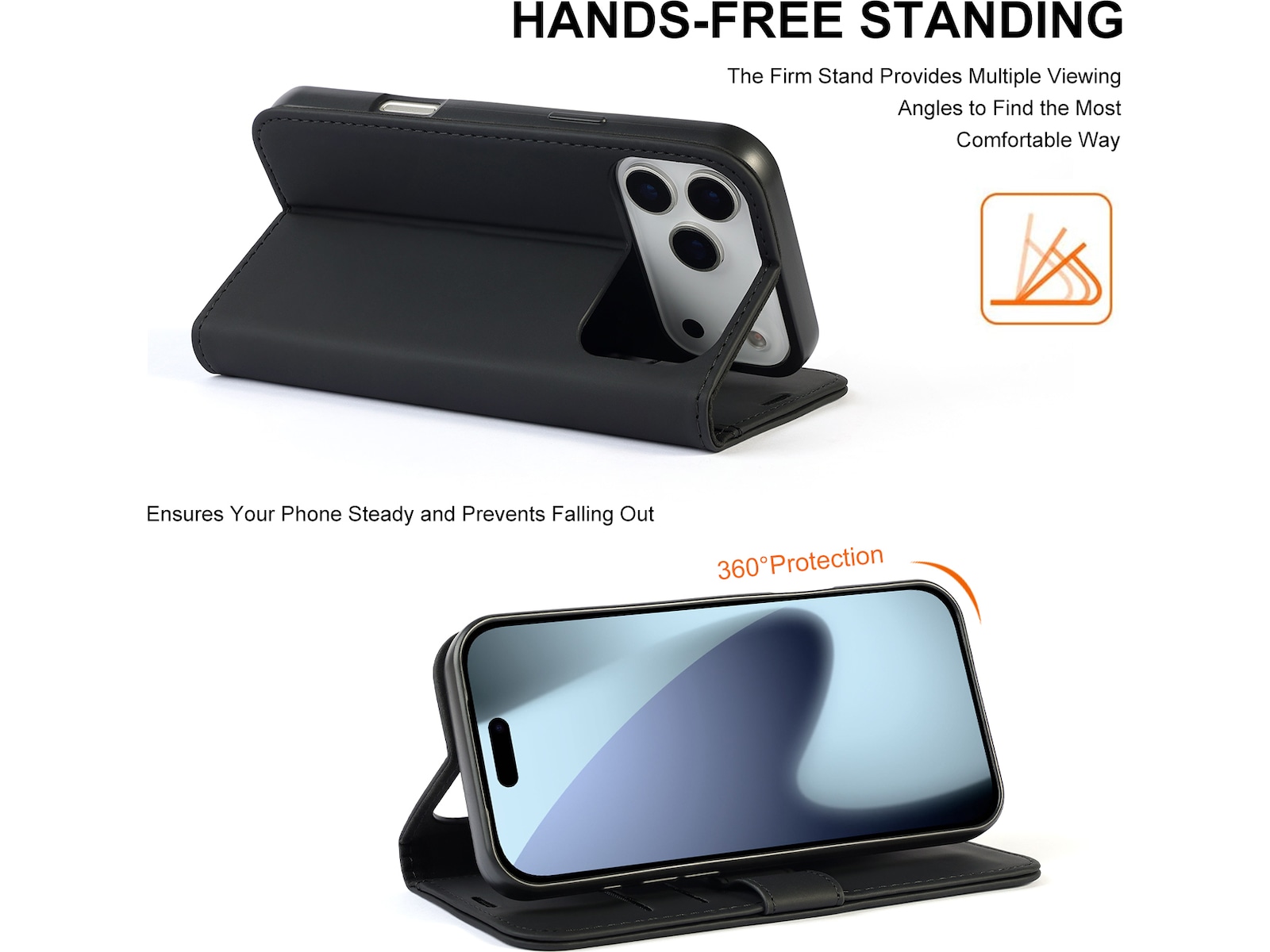 iiglo iPhone 17 Pro Max Plånboksfodral (svart) Mobilskal