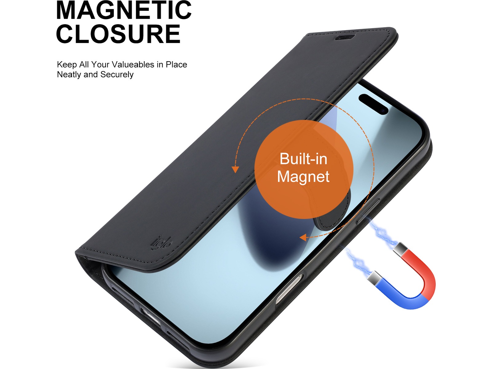 iiglo iPhone 17 Pro Max Plånboksfodral (svart) Mobilskal