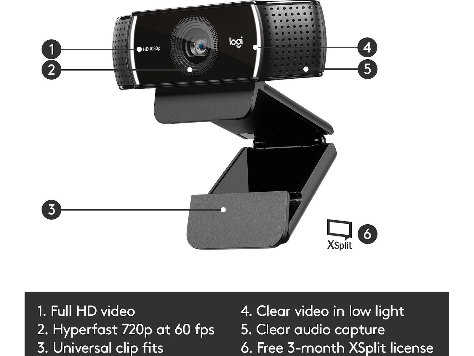 Logitech C922 30FPS 1080P professionell strömmande webbkamera Webbkamera