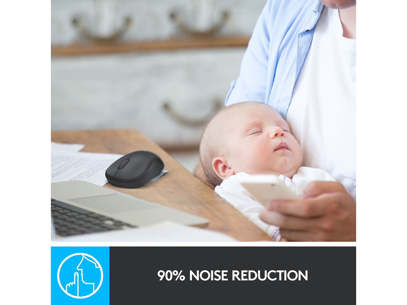 Logitech M220 Silent trådlös PC -mus, svart Mus