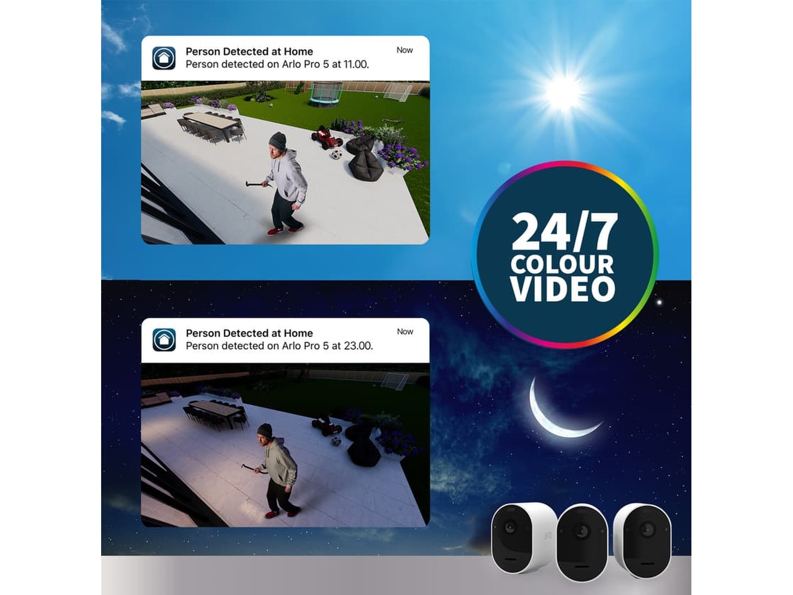 Arlo Pro 5 2K övervakningskamera 4-pack (vit) Övervakningskamera