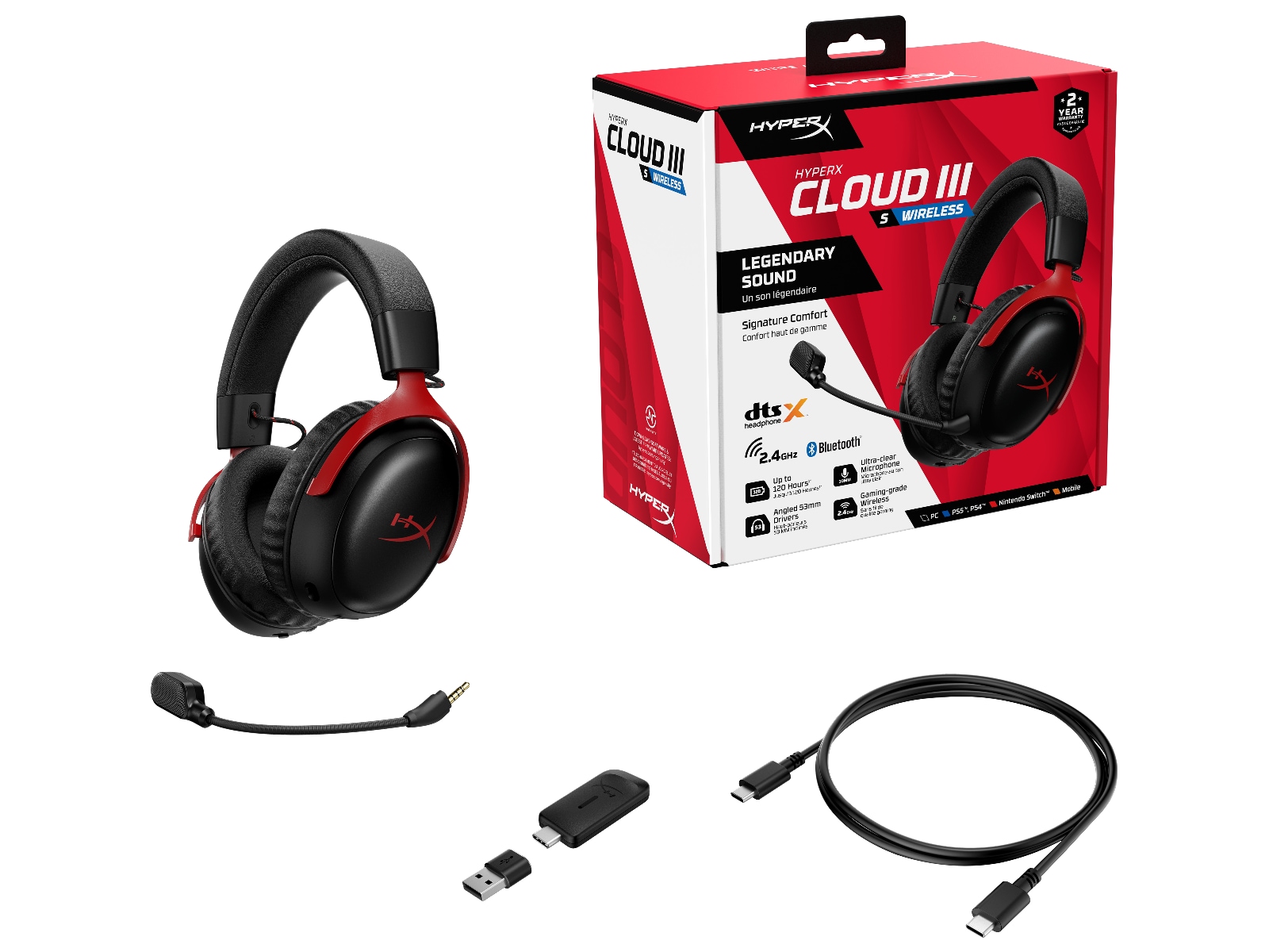HyperX Cloud III S Trådlöst Gaming Headset (röd) Gamingheadset