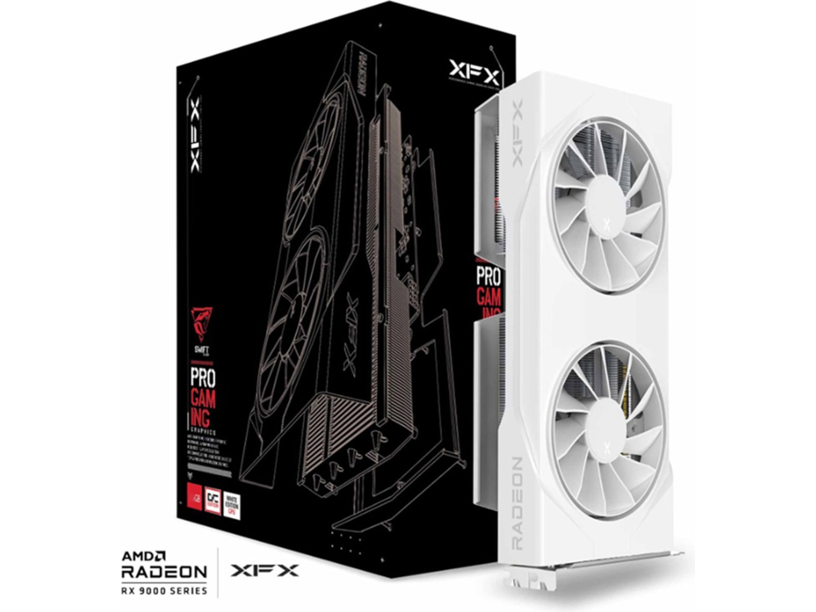 XFX Swift AMD Radeon RX 9060 XT OC Gaming (vit) Grafikkort