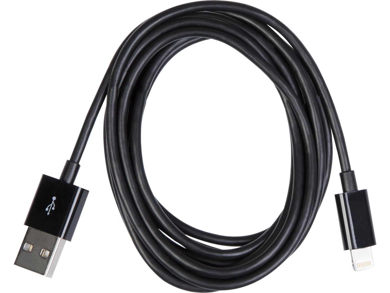 USB A 2.0 male to Lightning male kabel svart 2m USB-kablar