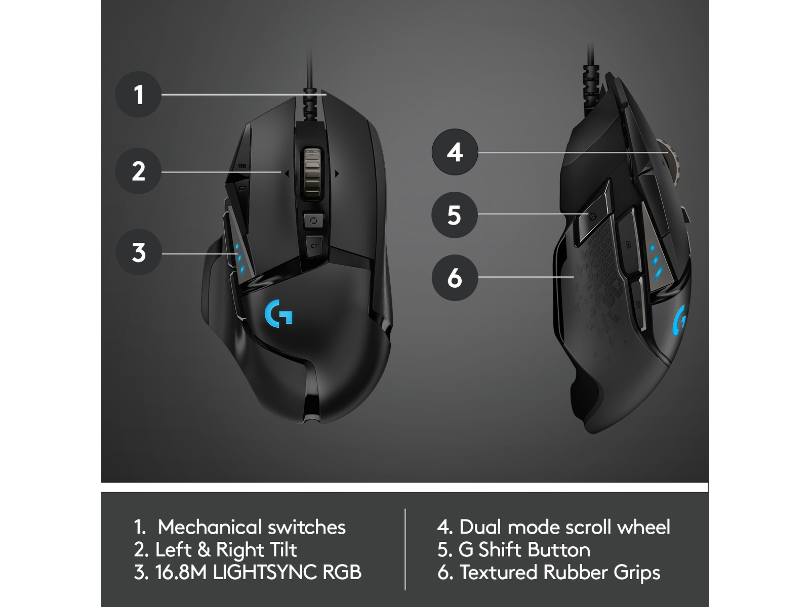 Logitech G502 HERO Gamingmus (svart) Gamingmus