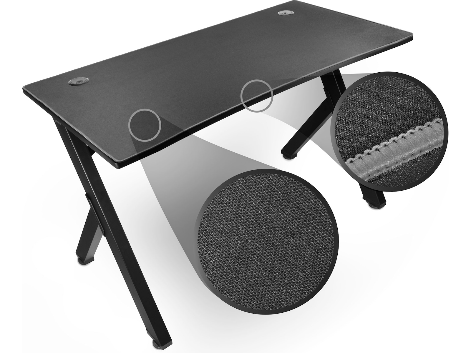 Svive Cygnus Gaming Desk matt svart med grå sömmar Gamingdesk