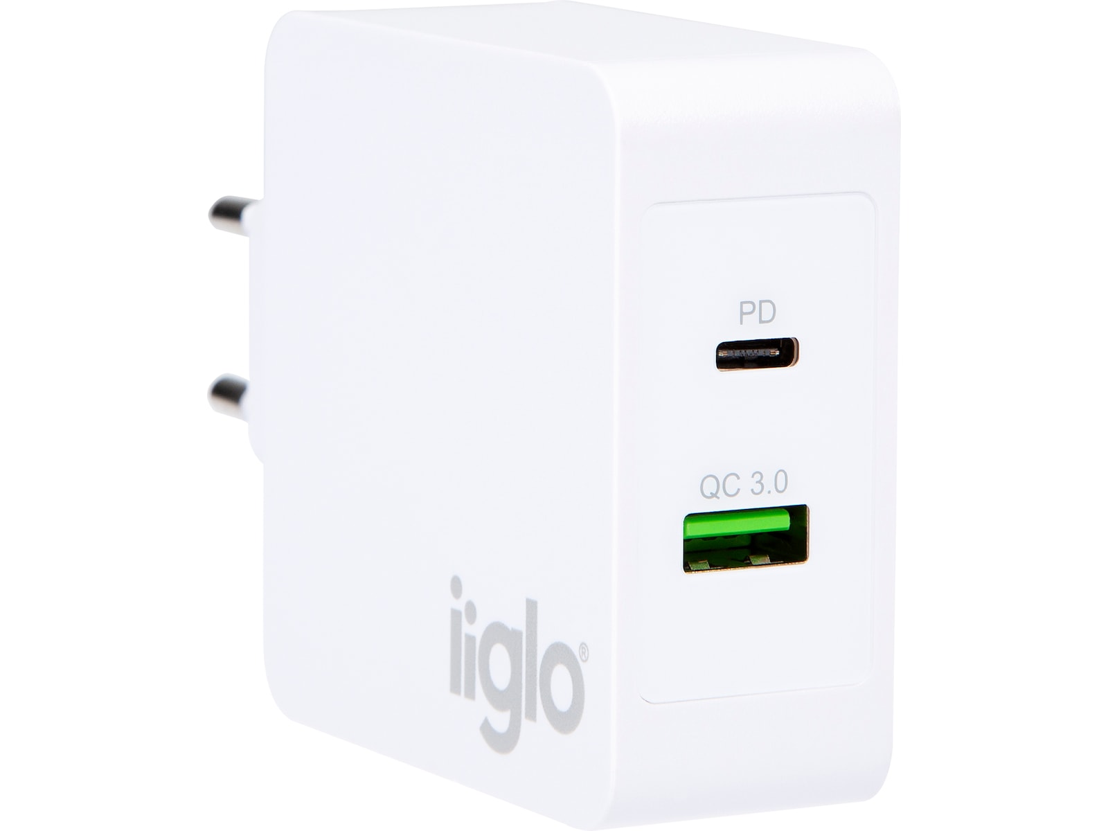 iiglo 48W Väggladdare (vit) Mobilladdare