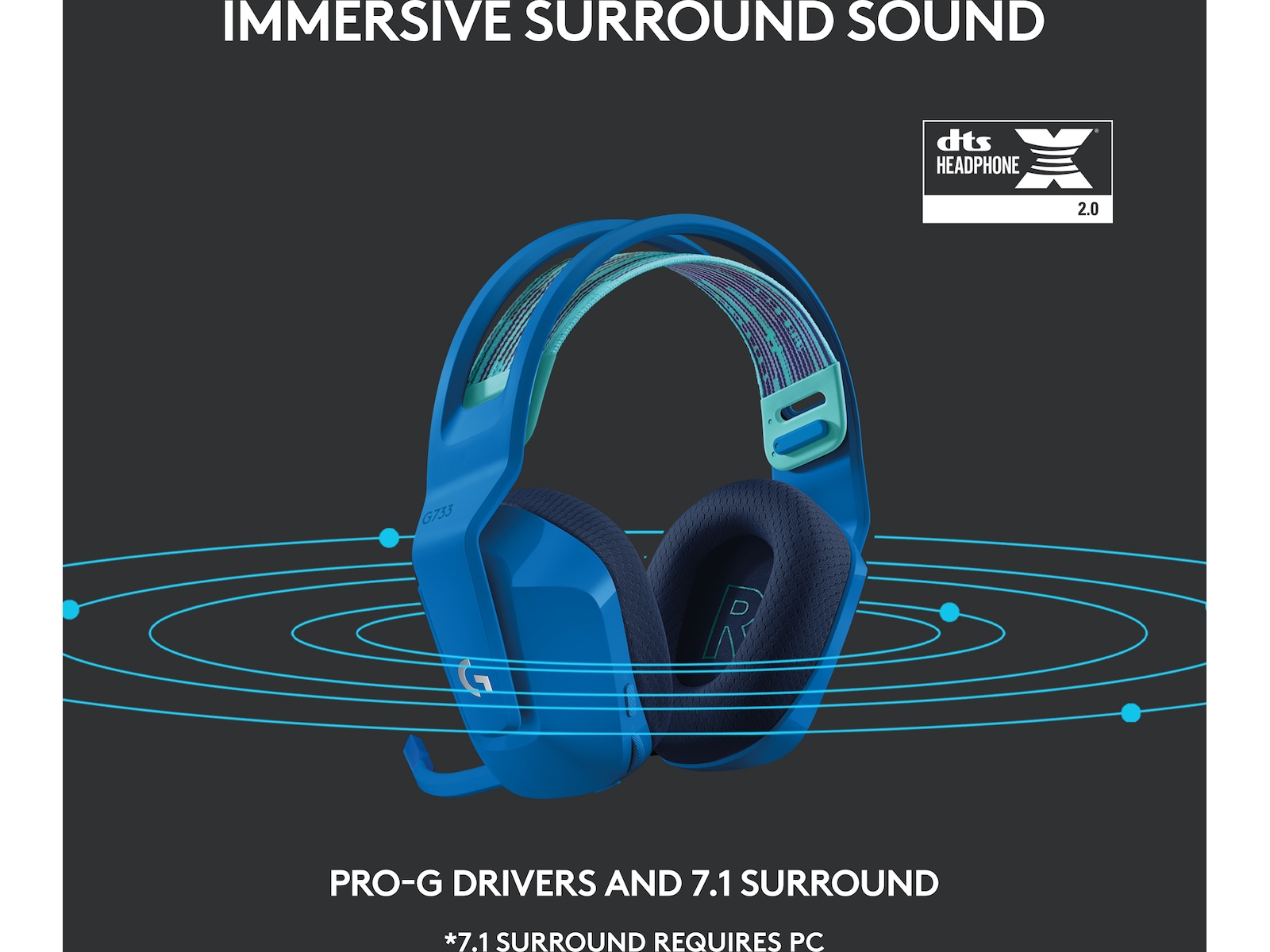 Logitech G733 LIGHTSPEED Trådlöst Gaming Headset (blå) Gamingheadset