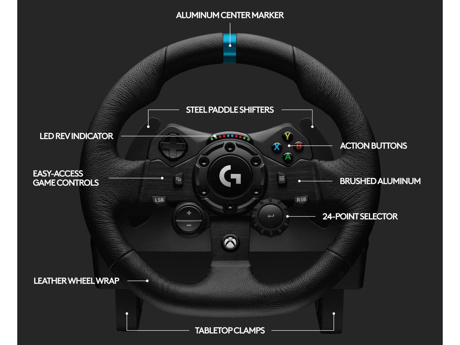 Logitech G923 Driving Force Racing XBX/XBS/XB1 Ratt och pedaler