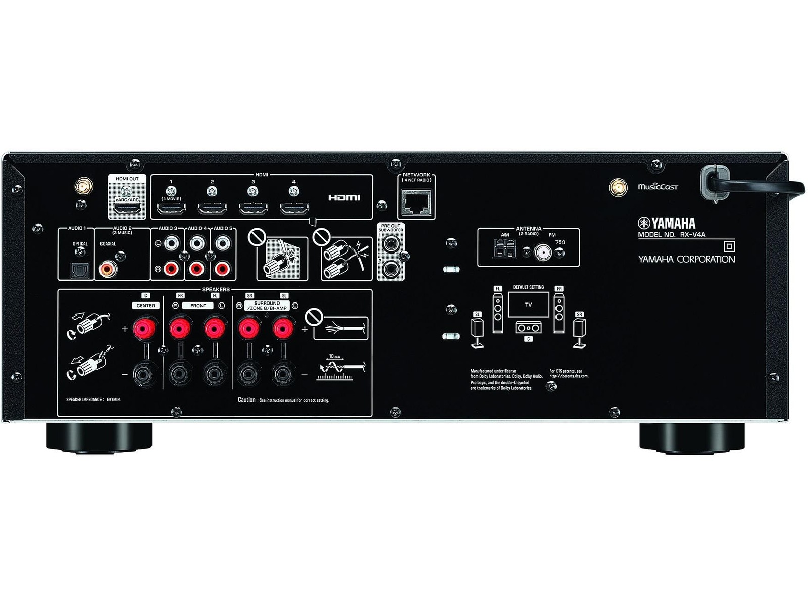 Yamaha RX-V4A receiver (svart) Receiver