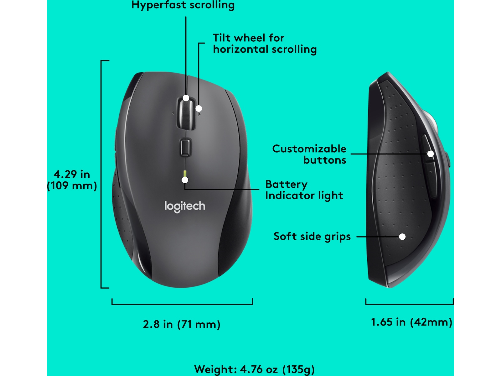 Logitech Marathon M705 trådlös mus Mus