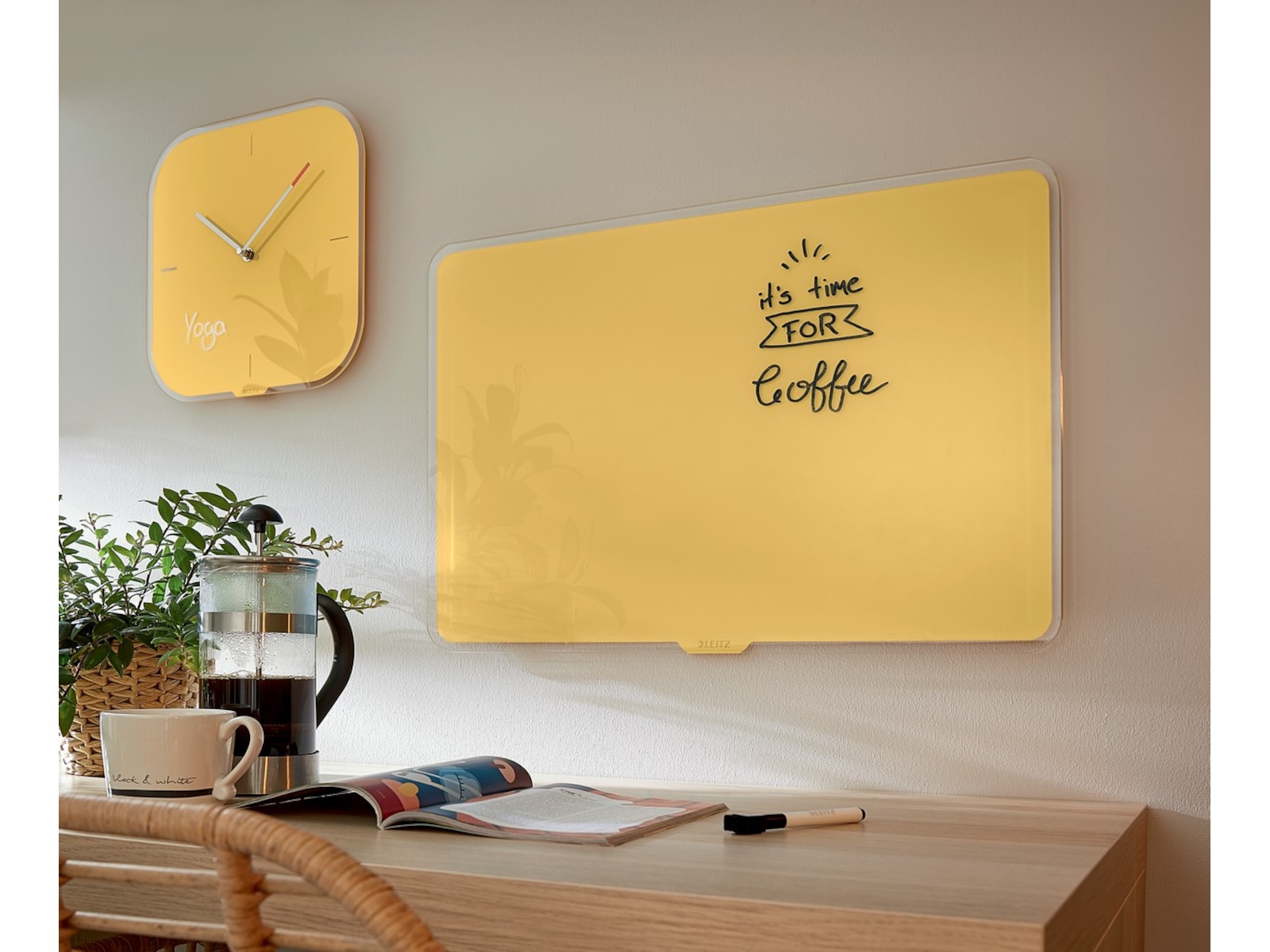 Leitz Cosy Glastavla - magnetisk whiteboard 80x60 cm - varm gul Whiteboards