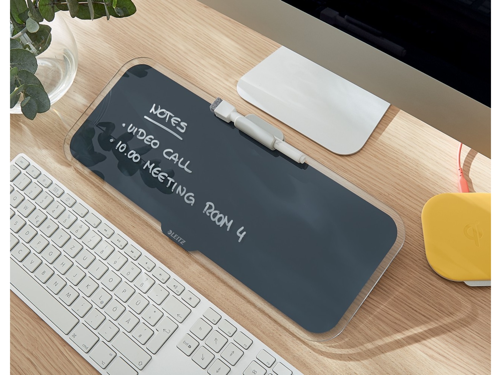 Leitz Cosy Memotavla med glasyta som en whiteboard - sammetsgrå Whiteboards