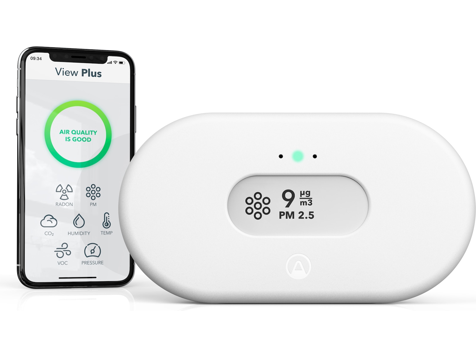 Airthings View Plus luftkvalitetsmätar (vit) Luftkvalitetsmätare