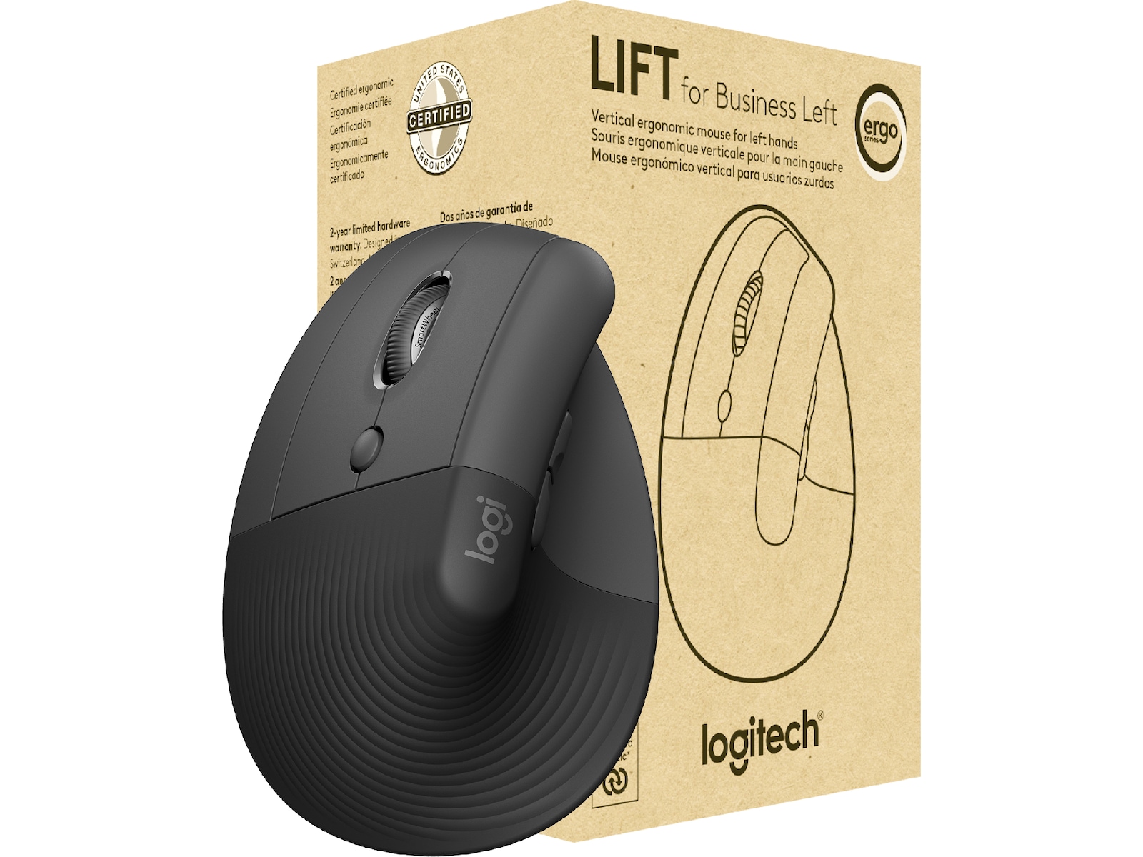 Logitech Lift Vertikal Business Vänster mus (graphite) Mus