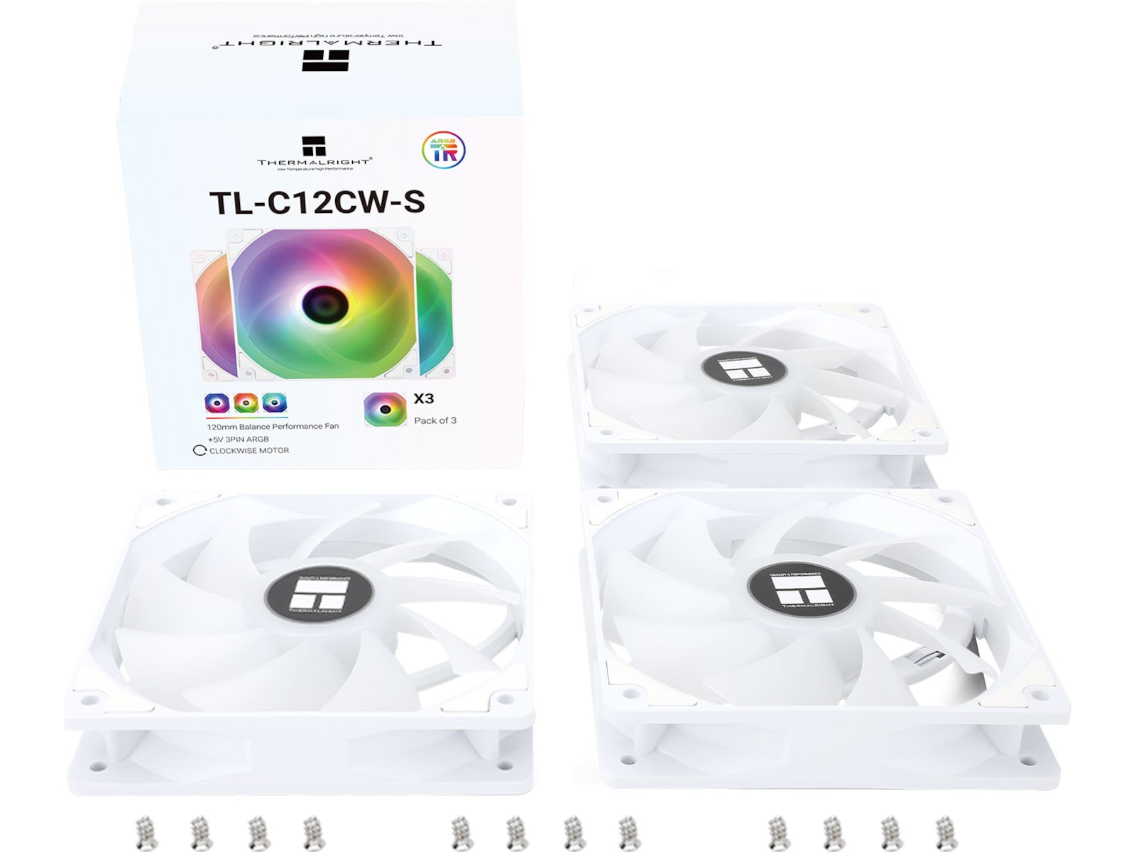 Thermalright TL-C12CW-S ARGB 120mm Fläkt 3-Pack (vit) Fläkt