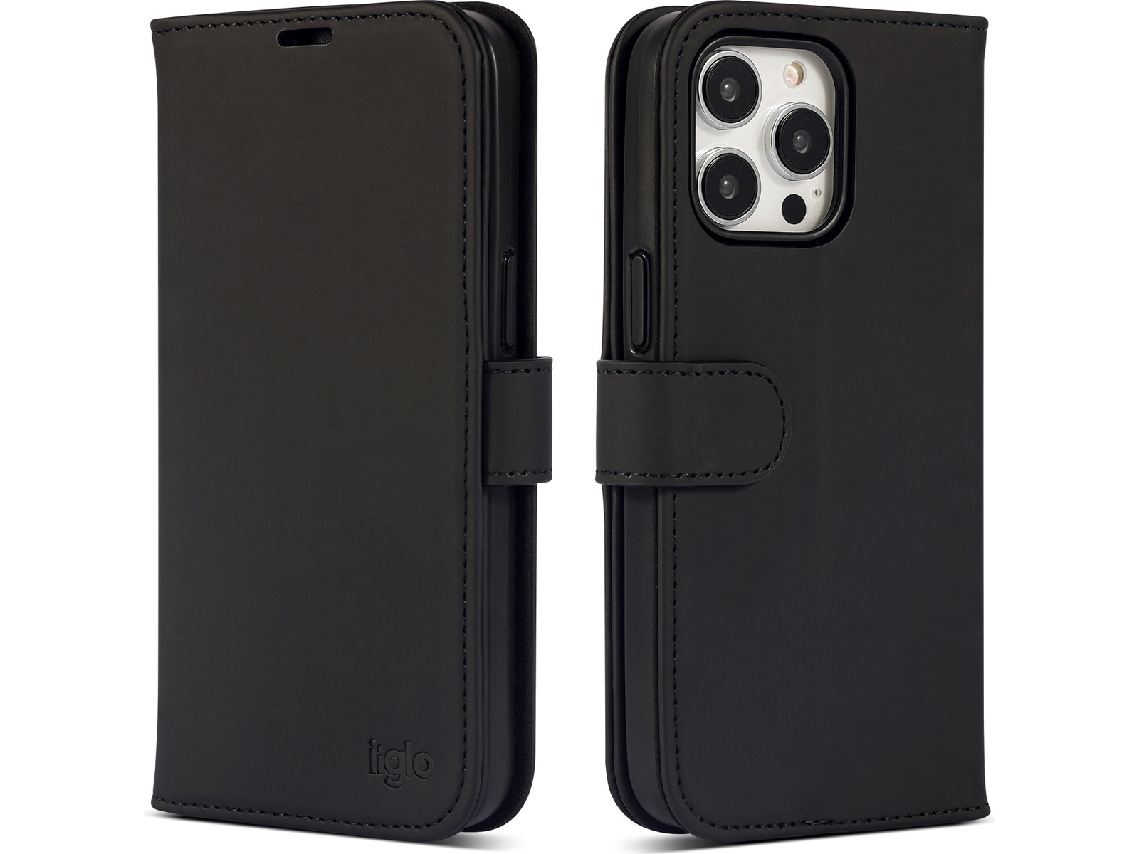 iiglo iPhone 15 Pro Max Plånboksfodral (svart) Mobilskal