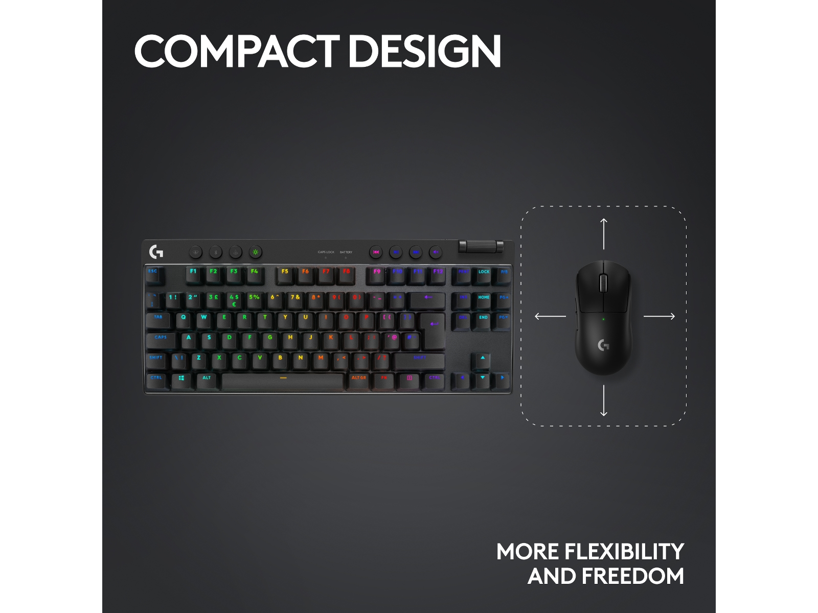 Logitech G Pro X TKL Lightspeed Trådlöst Gamingtangentbord (svart) Gamingtangentbord