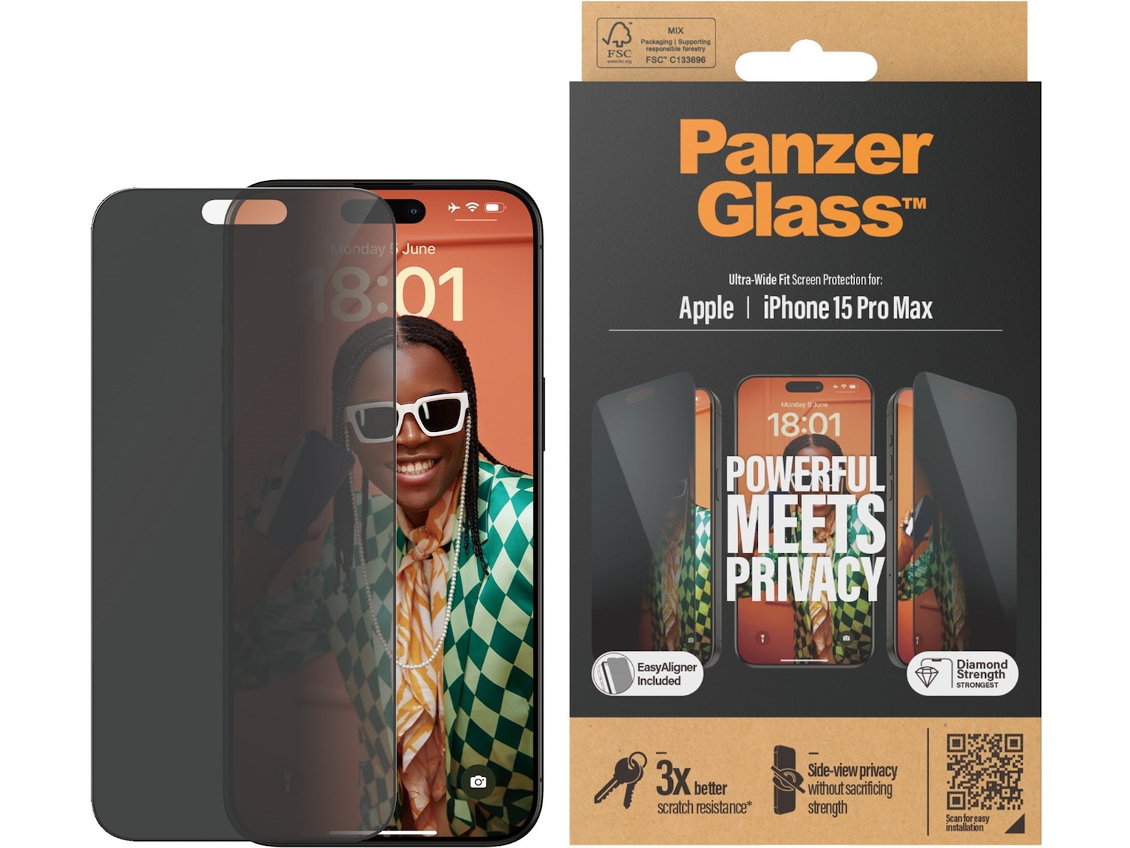 Panzerglass iPhone 15 Pro Max Privacy Skärmskydd Skärmskydd mobiltelefon