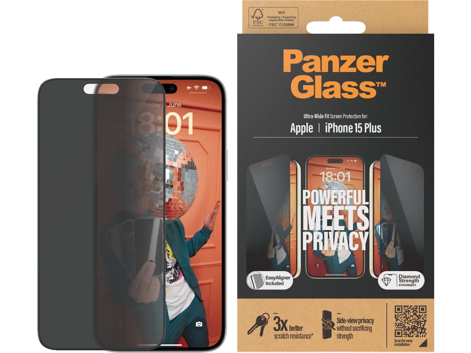 Panzerglass iPhone 15 Plus Privacy Skärmskydd Skärmskydd mobiltelefon