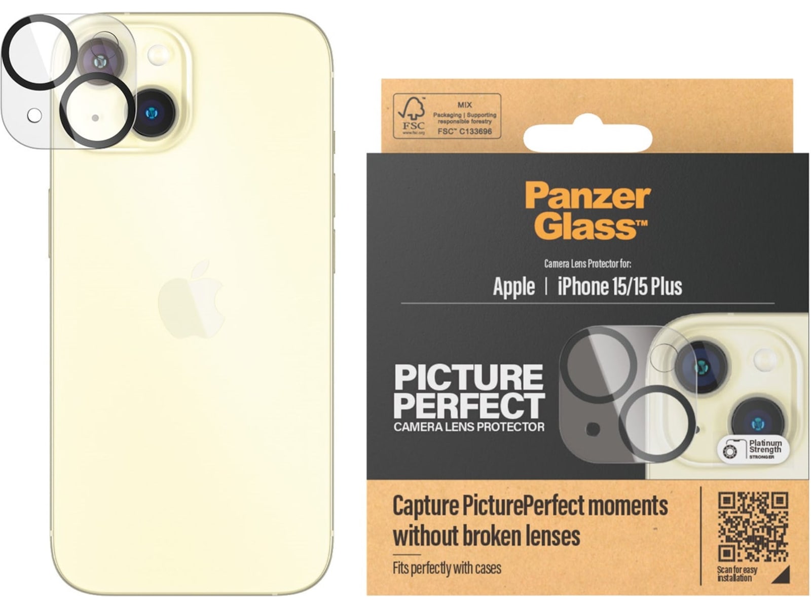 PanzerGlass CP iPhone 15 / 15 Plus Linsskydd Skärmskydd mobiltelefon