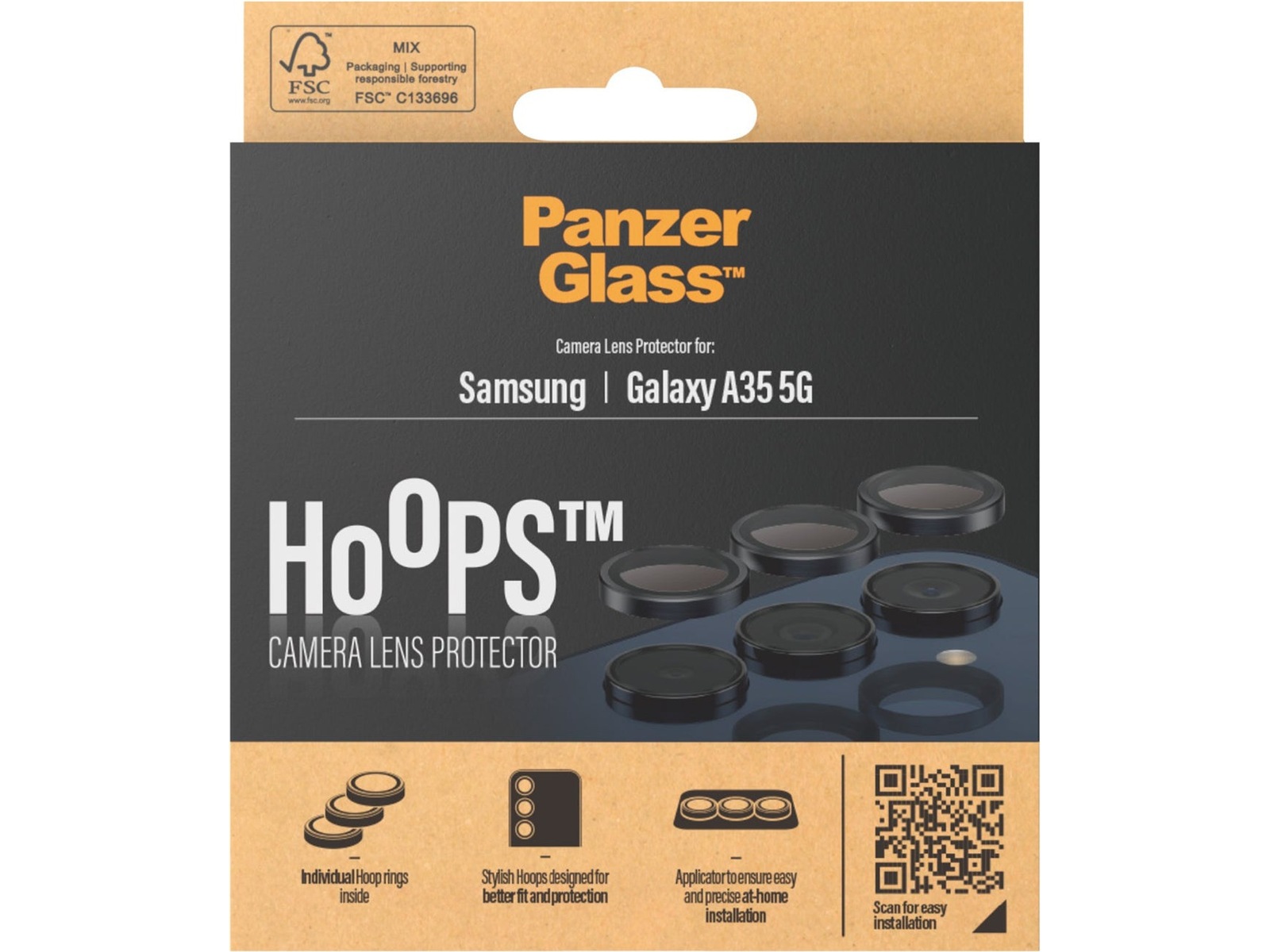 PanzerGlass Galaxy A34 Hoops Linsskydd (svart) Skärmskydd mobiltelefon