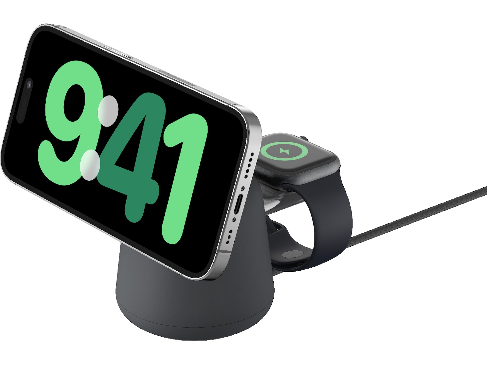 Belkin Boost Charge Pro 2-i-1 15W trådlös laddningsdocka (charcoal) Trådlös laddare