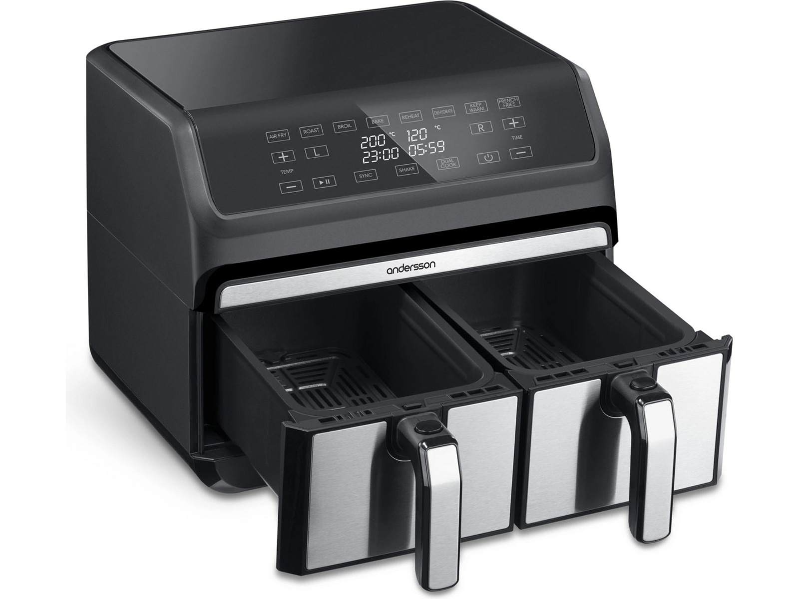 Andersson AFR 2.5 airfryer med 2 korgar (svart) -B-Grade Demo hem & hushåll
