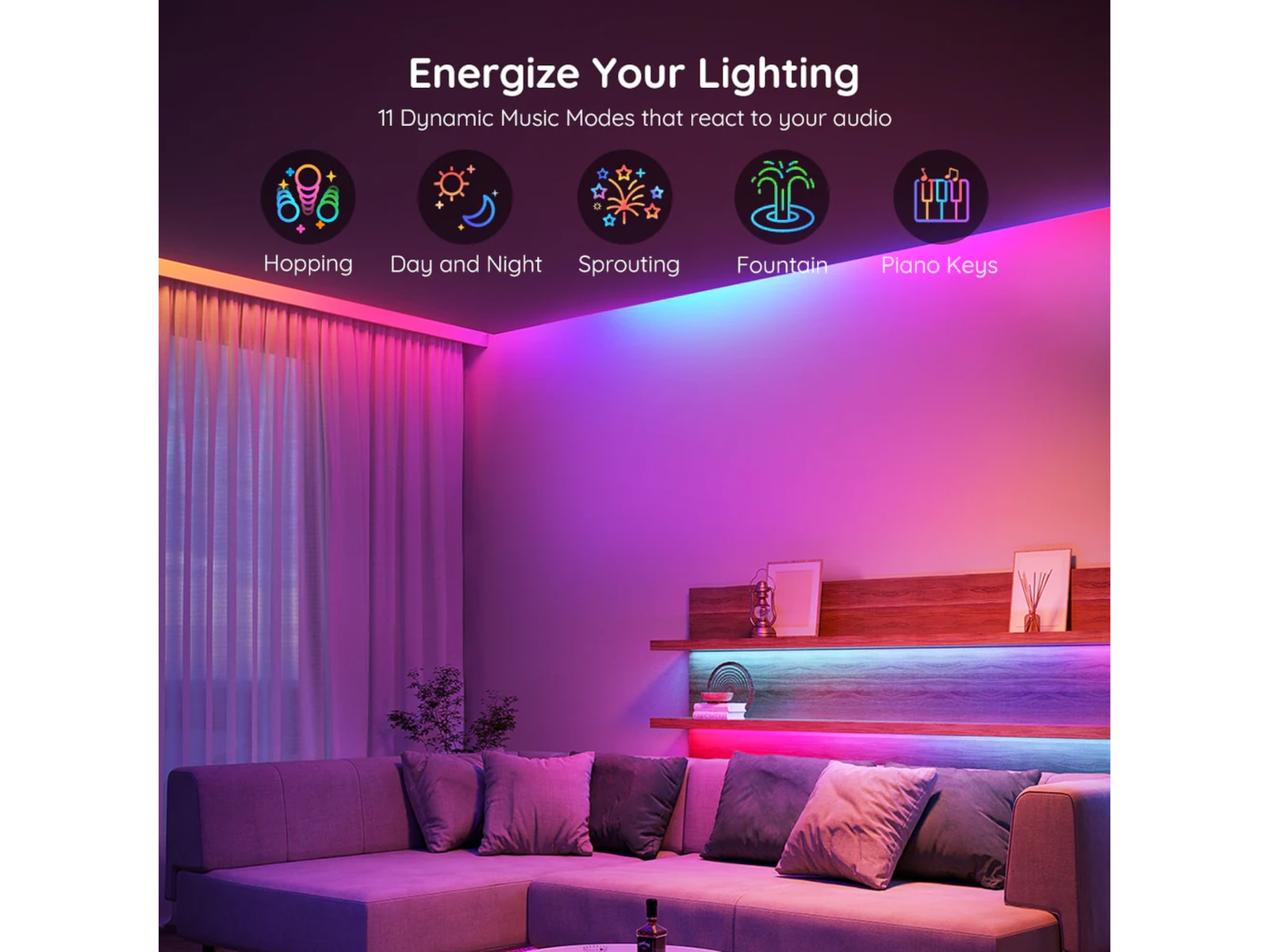 Govee RGB Smart Wi-Fi + Bluetooth LED Strip (2x5m) Led strips & underhållning