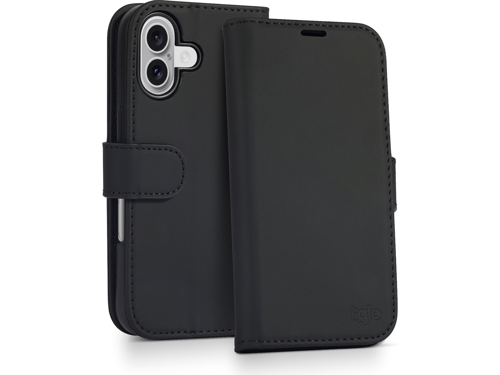 iiglo iPhone 16 Plus Plånboksfodral (svart) Mobilskal