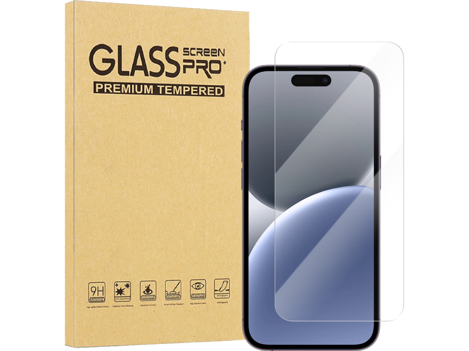 iiglo iPhone 16 Plus / 15 Plus Clear Glass skärmskydd Skärmskydd mobiltelefon