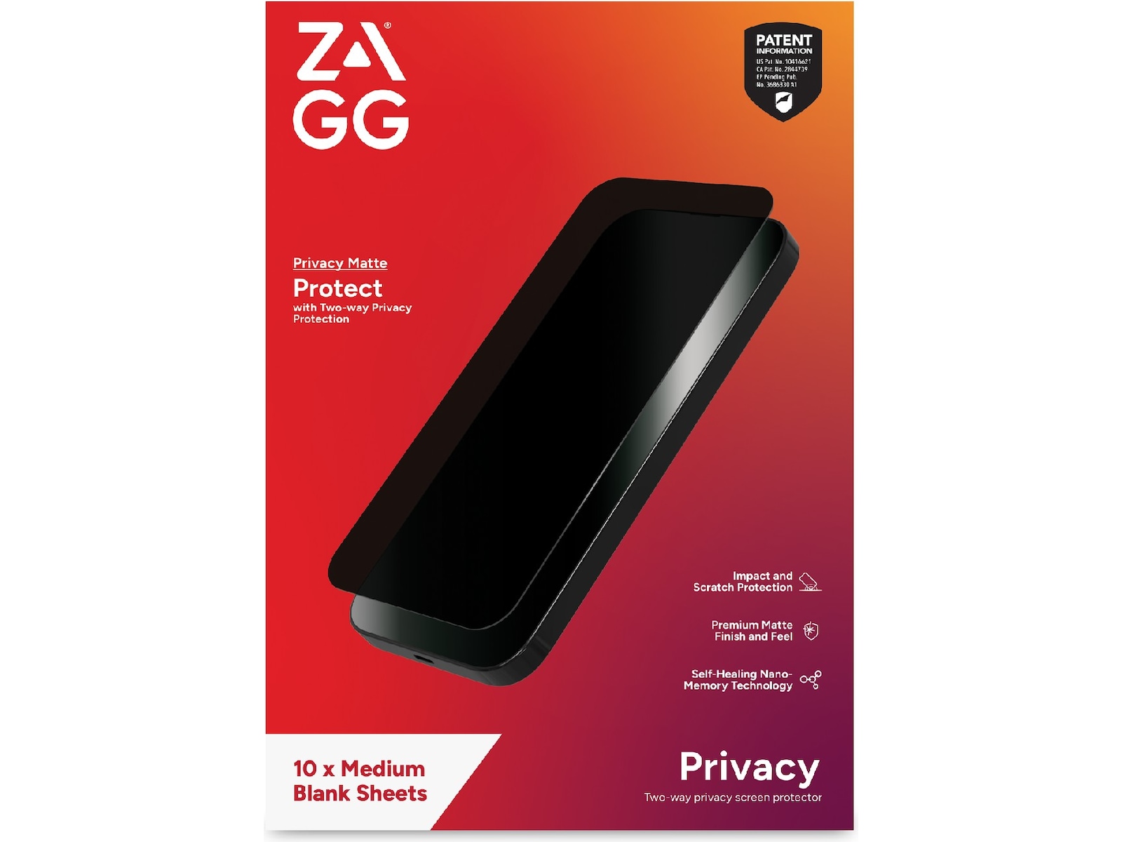 Zagg Privacy Filter Skärmskydd - Medium Skärmskydd surfplattor