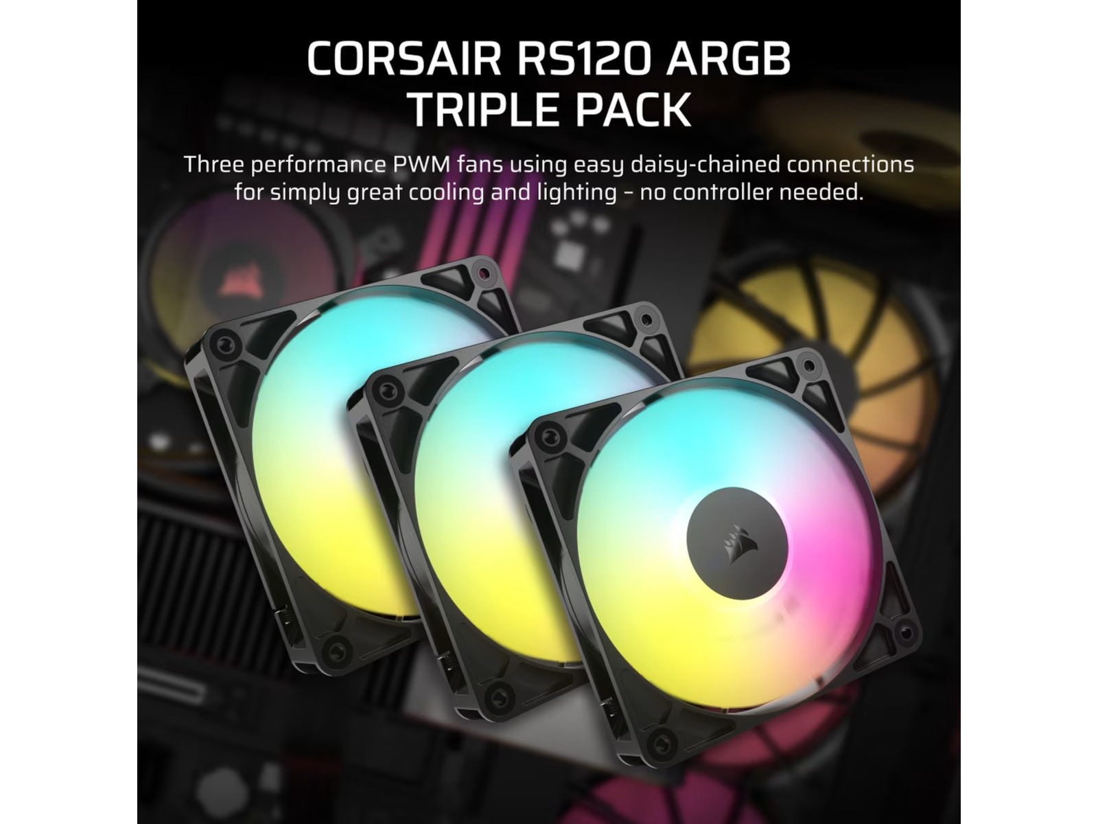 Corsair RS120 ARGB Fläkt 3pk (svart) Fläkt