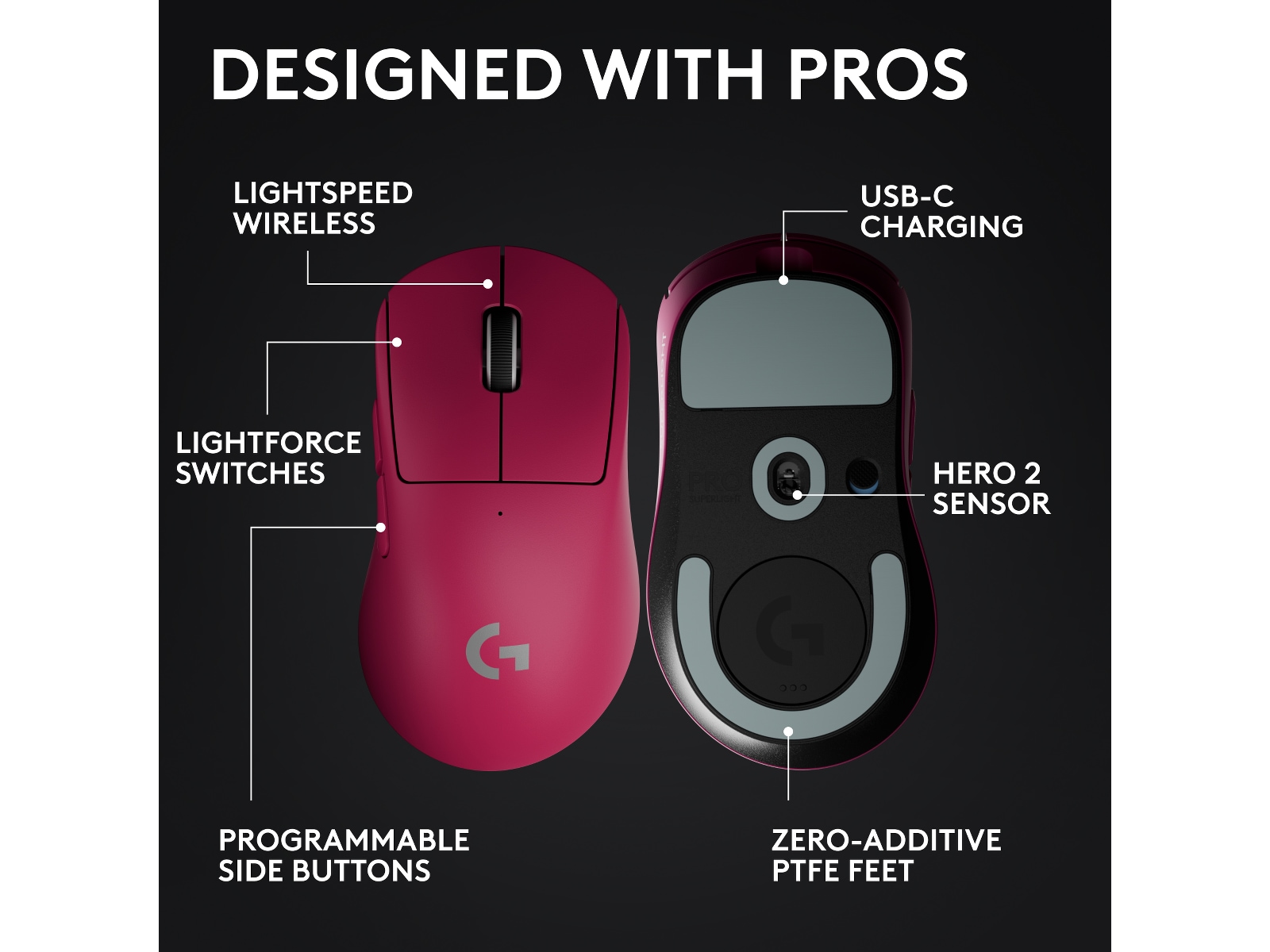 Logitech G Pro X Superlight 2 DEX trådlös gamingmus (rosa) Gamingmus