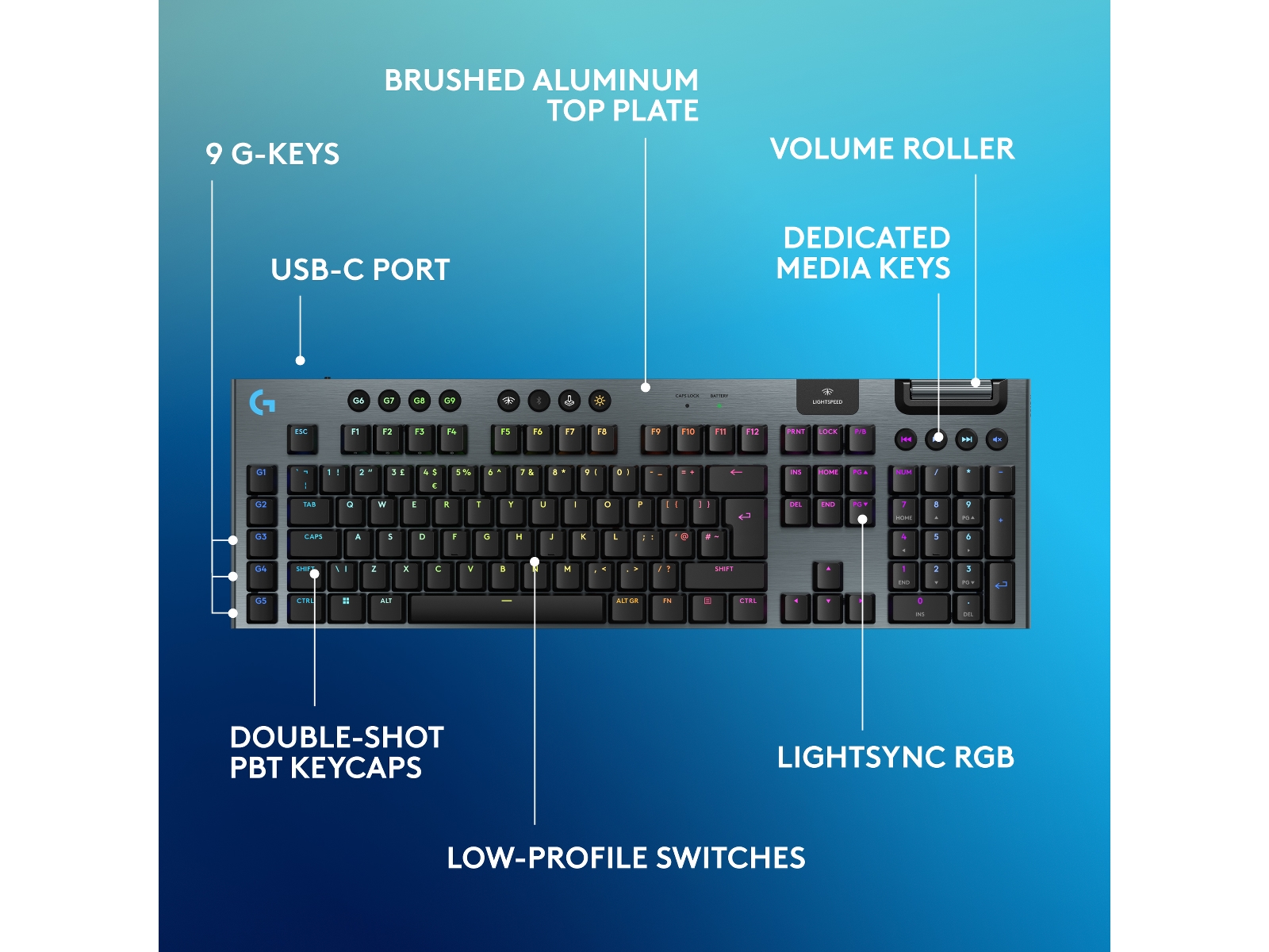 Logitech G915 X Lightspeed Trådlös Gamingtangentbord (svart) Gamingtangentbord