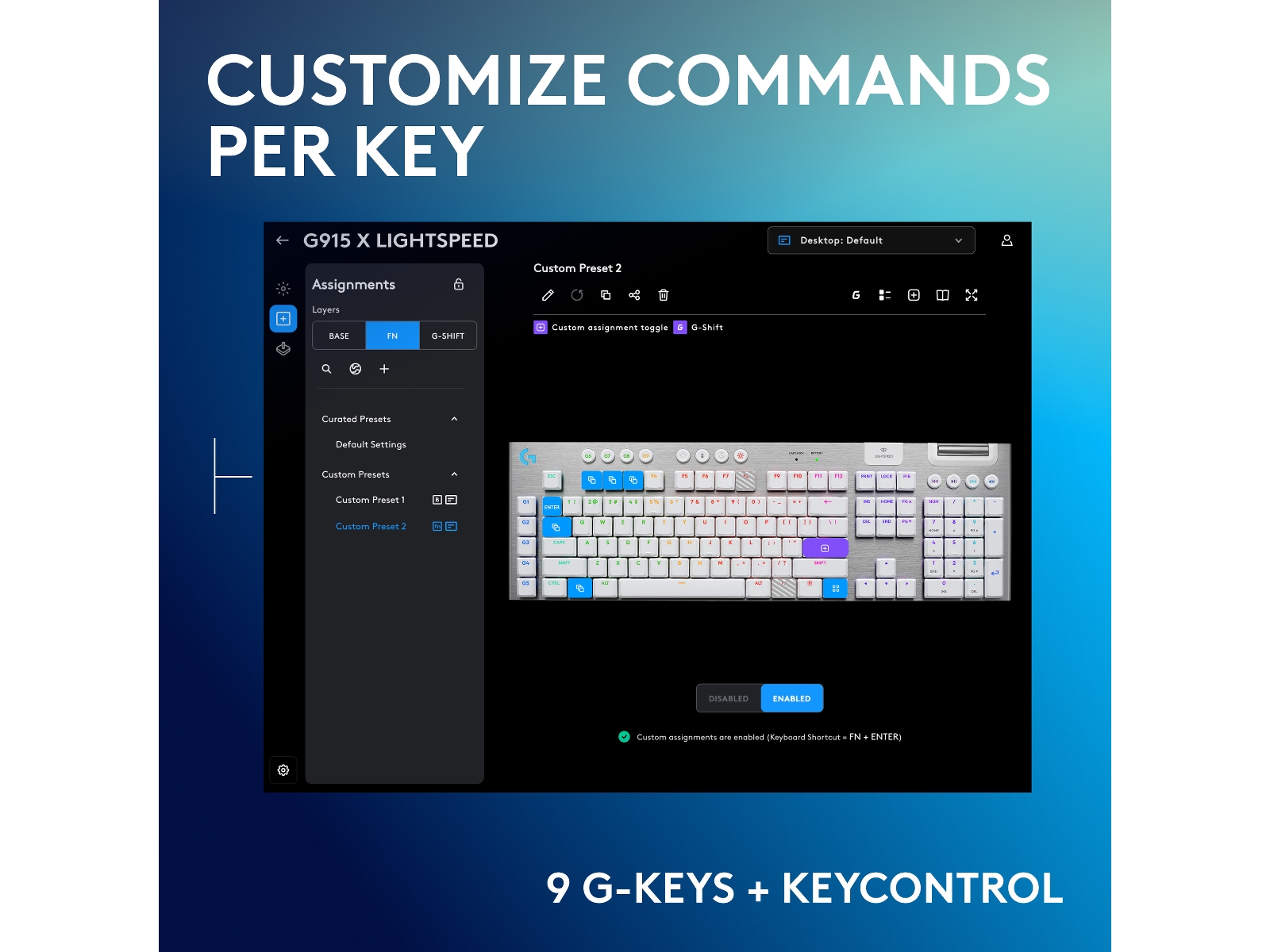 Logitech G915 X Lightspeed Trådlös Gamingtangentbord (vit) Gamingtangentbord