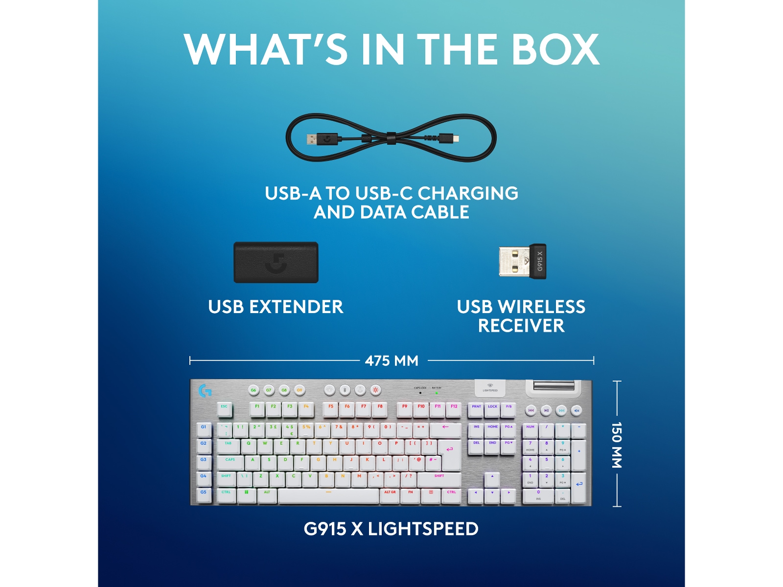 Logitech G915 X Lightspeed Trådlös Gamingtangentbord (vit) Gamingtangentbord