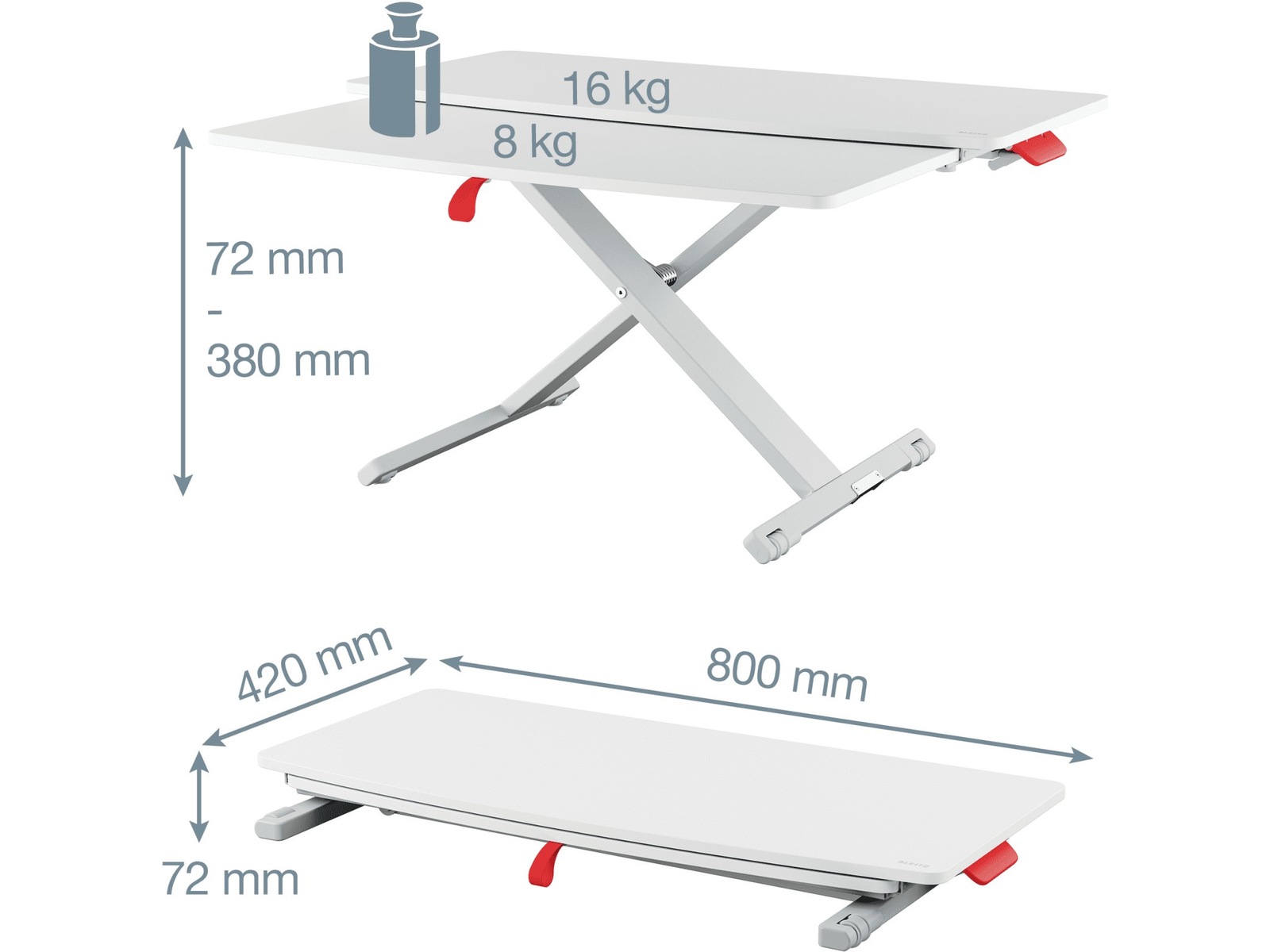 Leitz Ergo Cosy Justerbart PC-bord med skiva (vit) Laptopstativ