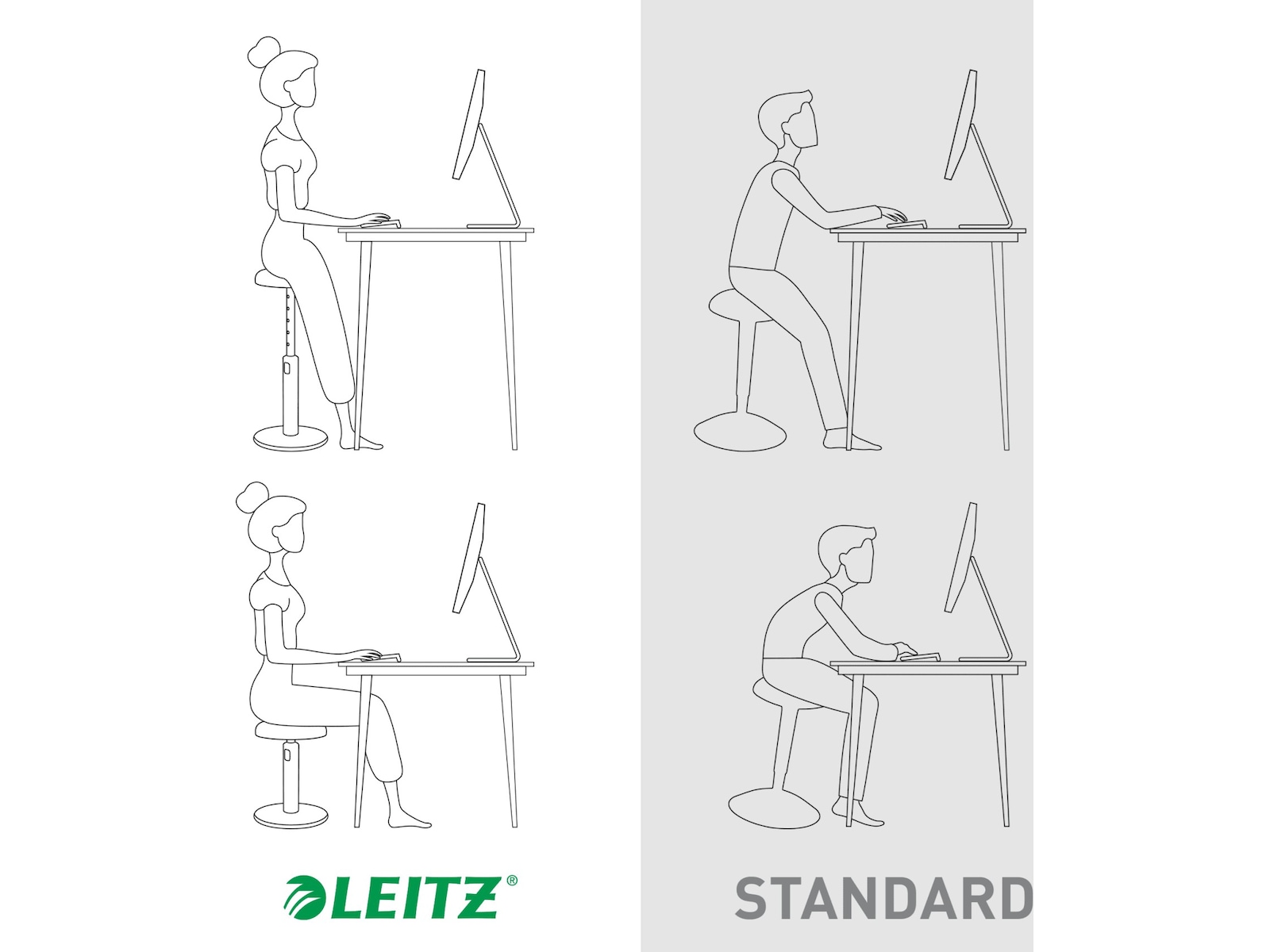 Leitz Ergo Cosy Active Sit Stand Balance Stol (grå) Kontorsstolar