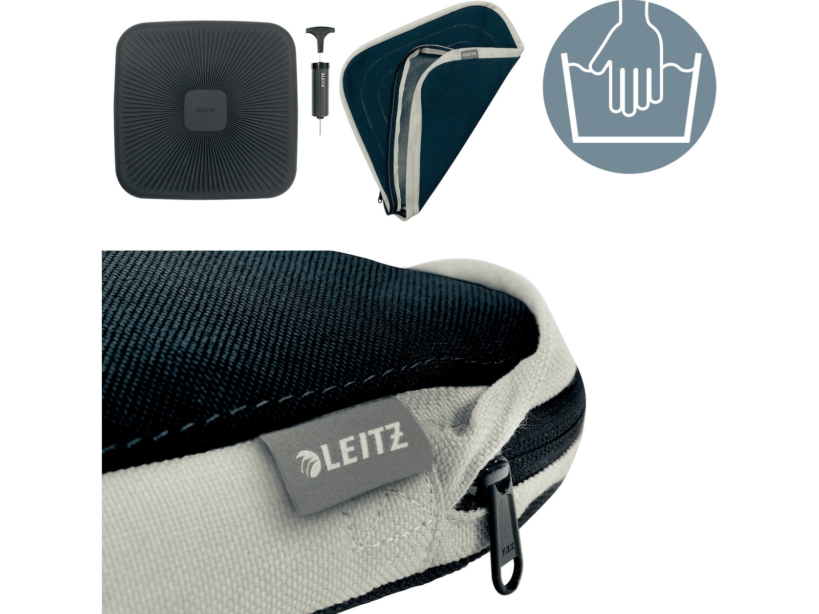 Leitz Active Wobble sittkudde med överdrag (mörkgrå) Sittdyna