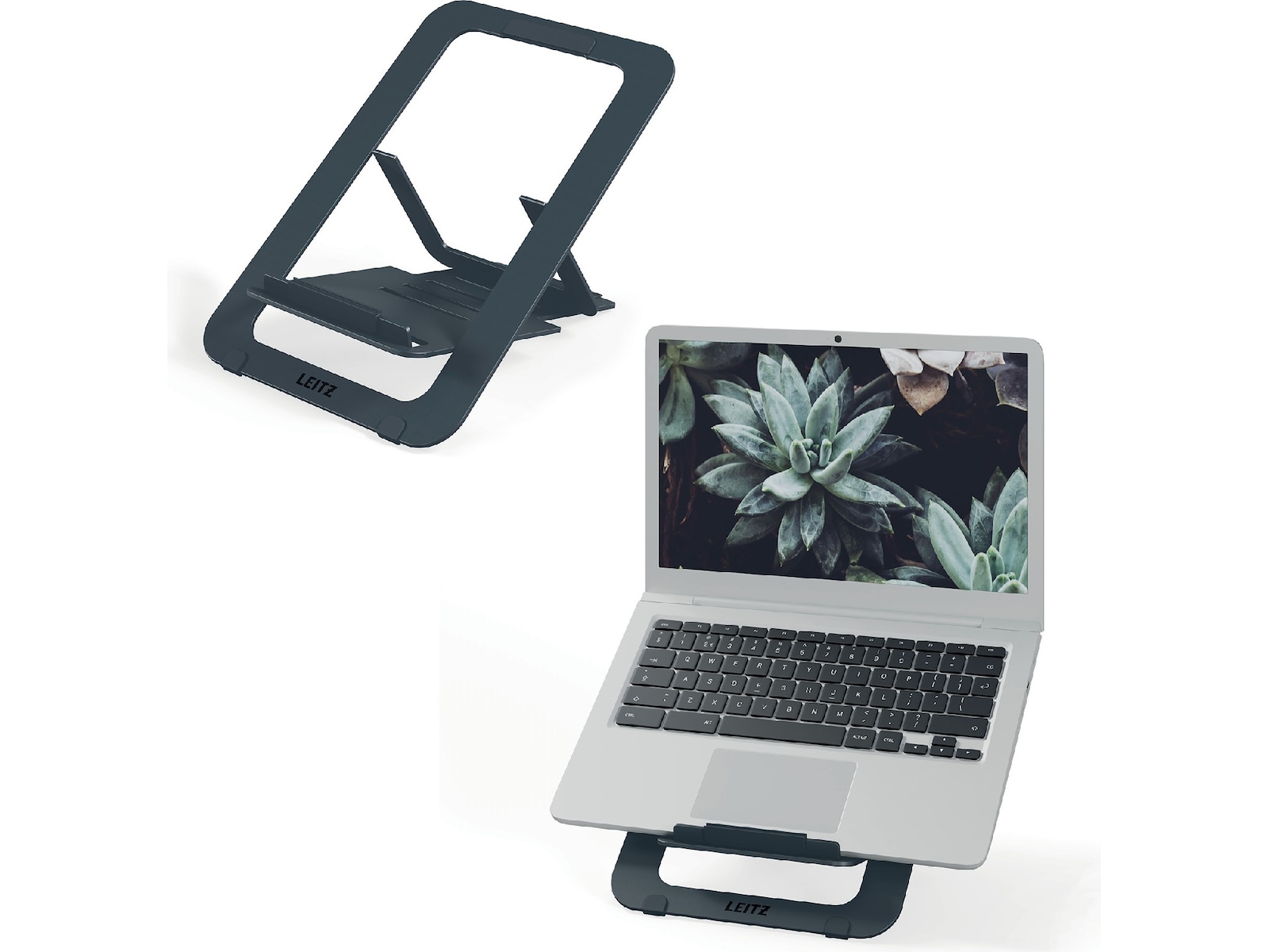 Leitz Ergo Laptopstativ, aluminium ultra-flat justerbart Laptopstativ
