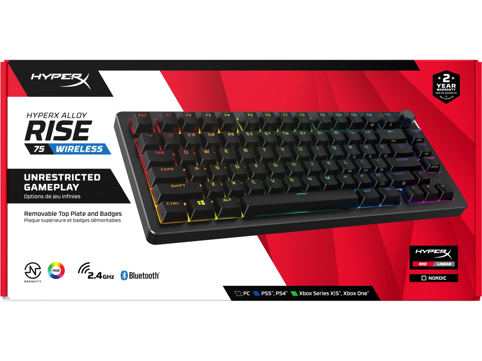 HyperX Alloy Rise 75 Trådlöst Gamingtangentbord (svart) Gamingtangentbord
