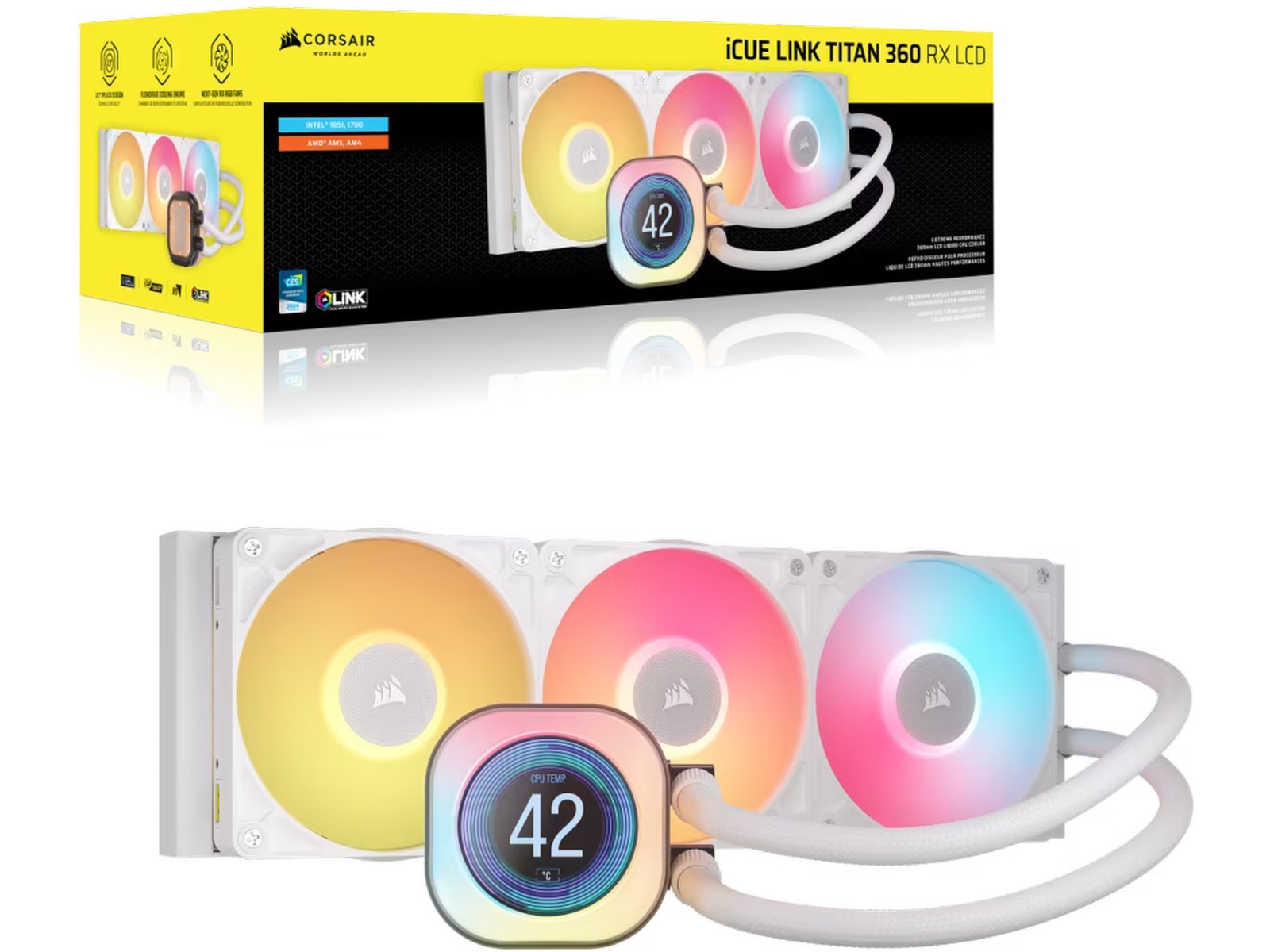 Corsair iCUE LINK TITAN 360 RX LCD AIO Kylare (vit) CPU - Vattenkylning