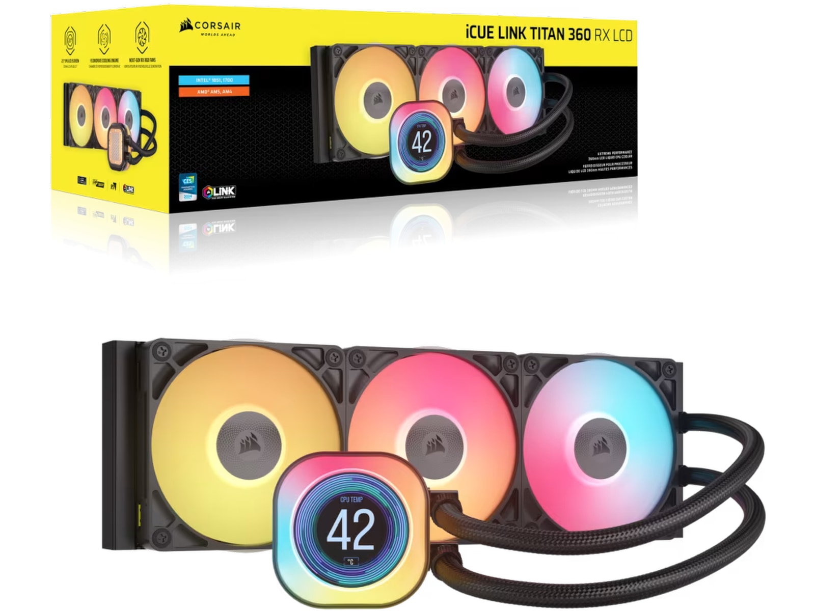 Corsair iCUE LINK TITAN 360 RX LCD AIO Kylare (svart) CPU - Vattenkylning