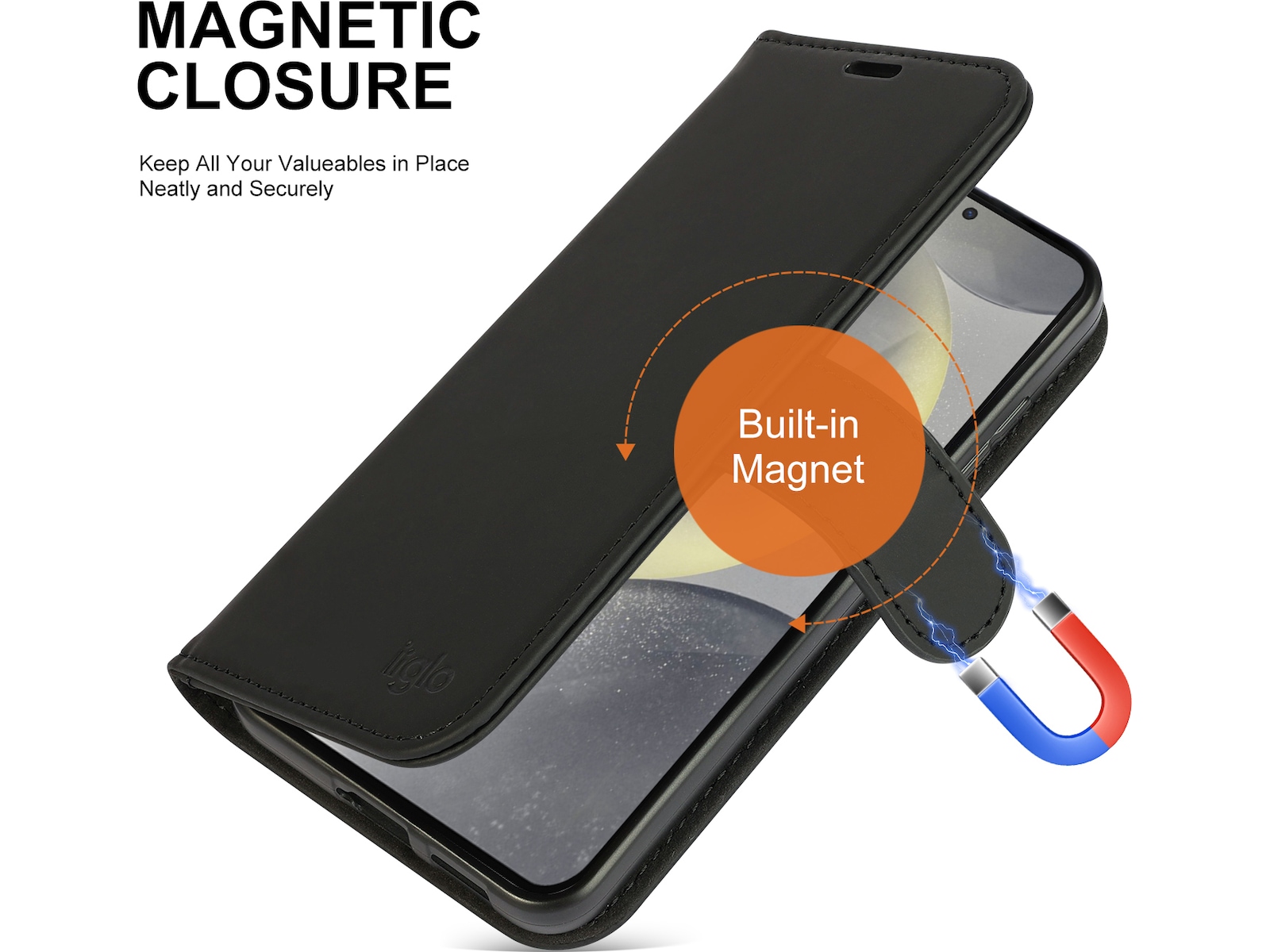 iiglo Galaxy S25 Plånboksfodral (svart) Mobilskal