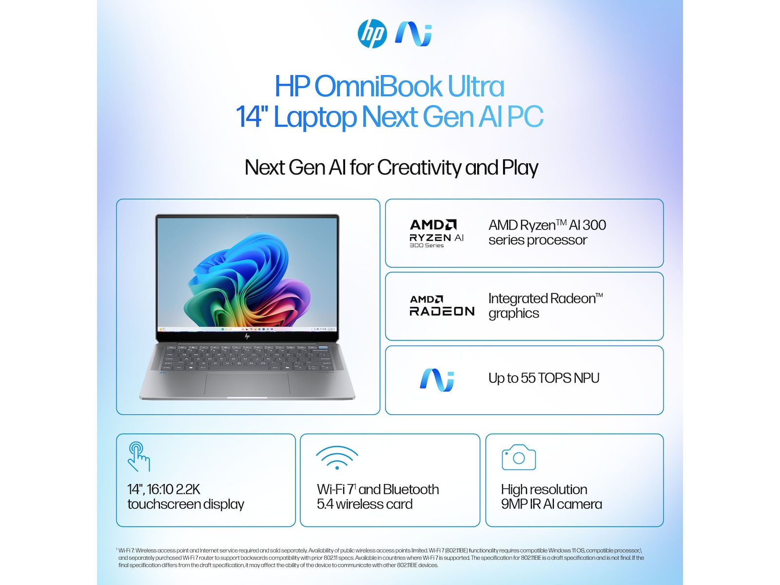HP OmniBook Ultra Laptop 14-fd0031no 14" 2.2K Touch AMD Ryzen™ AI 9 365 Processor med Radeon™ Graphics Datorer - Bärbara / laptop