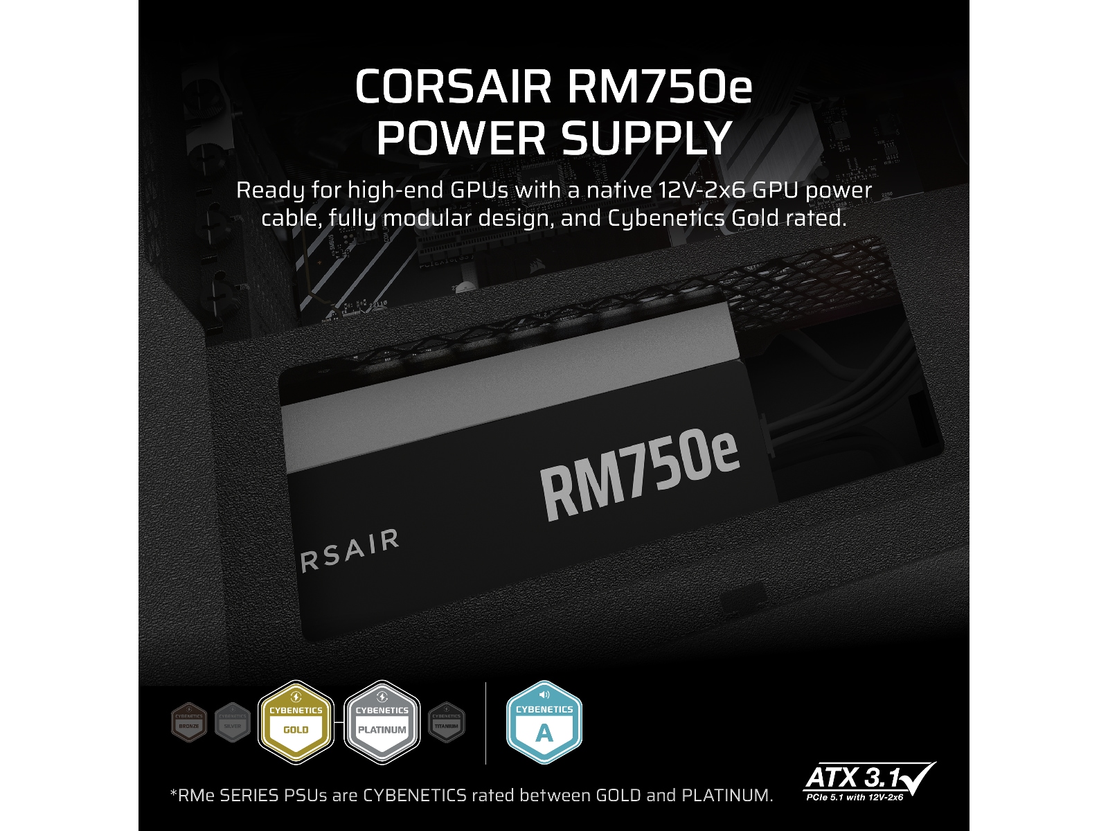Corsair RMe Series RM750e PSU (svart) Nätaggregat